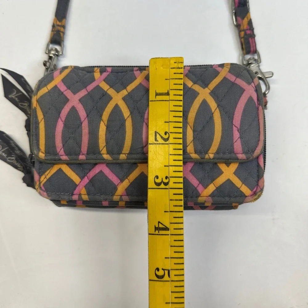 Vera Bradley Jazzy Swirls All in One Crossbody Wallet Bag Gray Pink Orange 14568